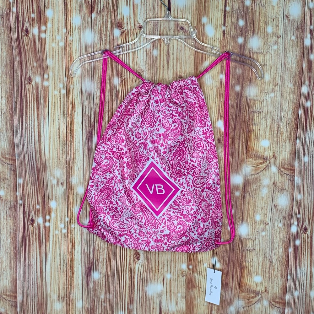 Vera Bradley Eden Pink Paisley Drawstring Backpack NWT - Picture 2 of 5
